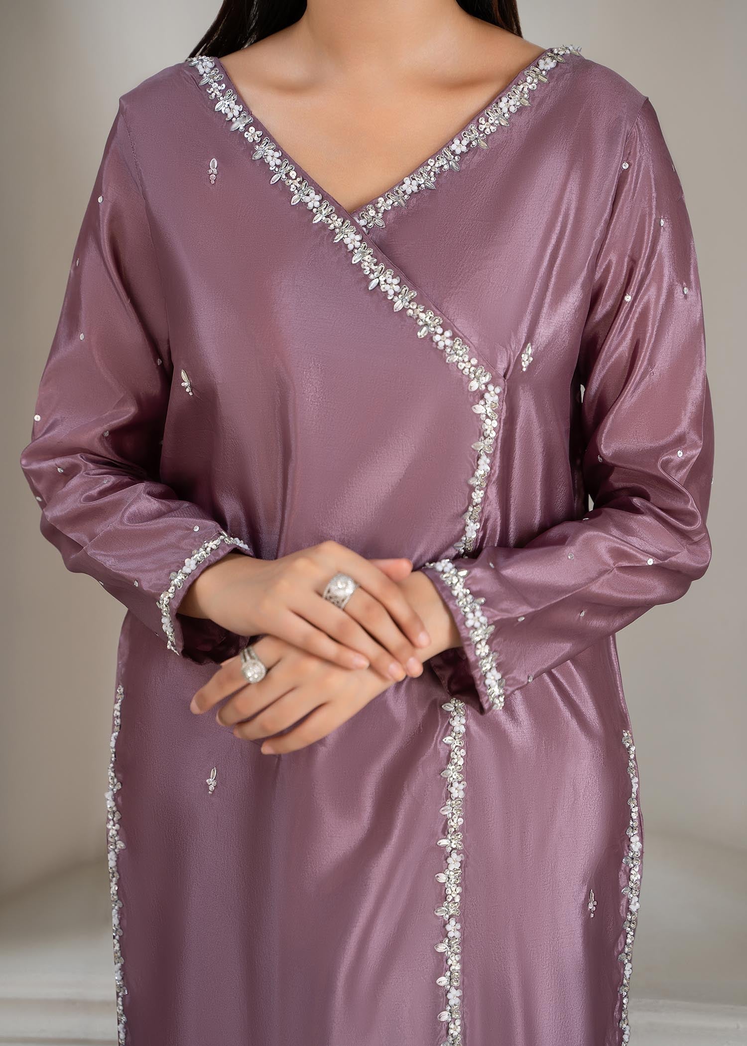 Daily Wear Purple Embroidered Kattan Silk Suit Online in Dubai DXB UAE Abudhabi Meena Bazaar