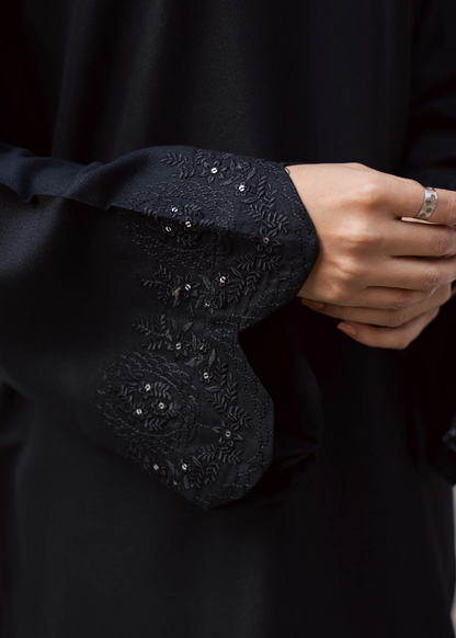 Black Embroidered Lawn Kurta Set Online in Dubai DXB UAE Abudhabi Meena Bazaar