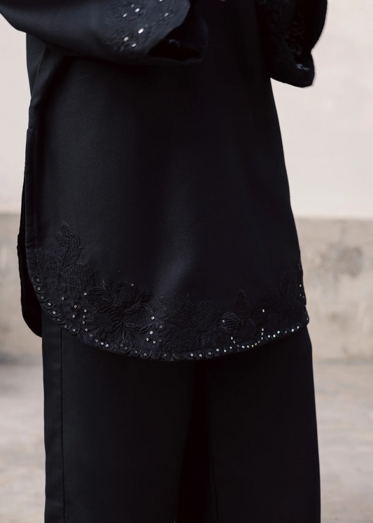 Ladies Black Embroidered Lawn Kurta Set Online in UK USA Canada