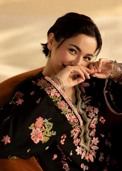 Black Pure Lawn Farshi Shalwar and Kurta Pakistani Suit Online in Dubai UAE Abudhabi Ajman Sharjah