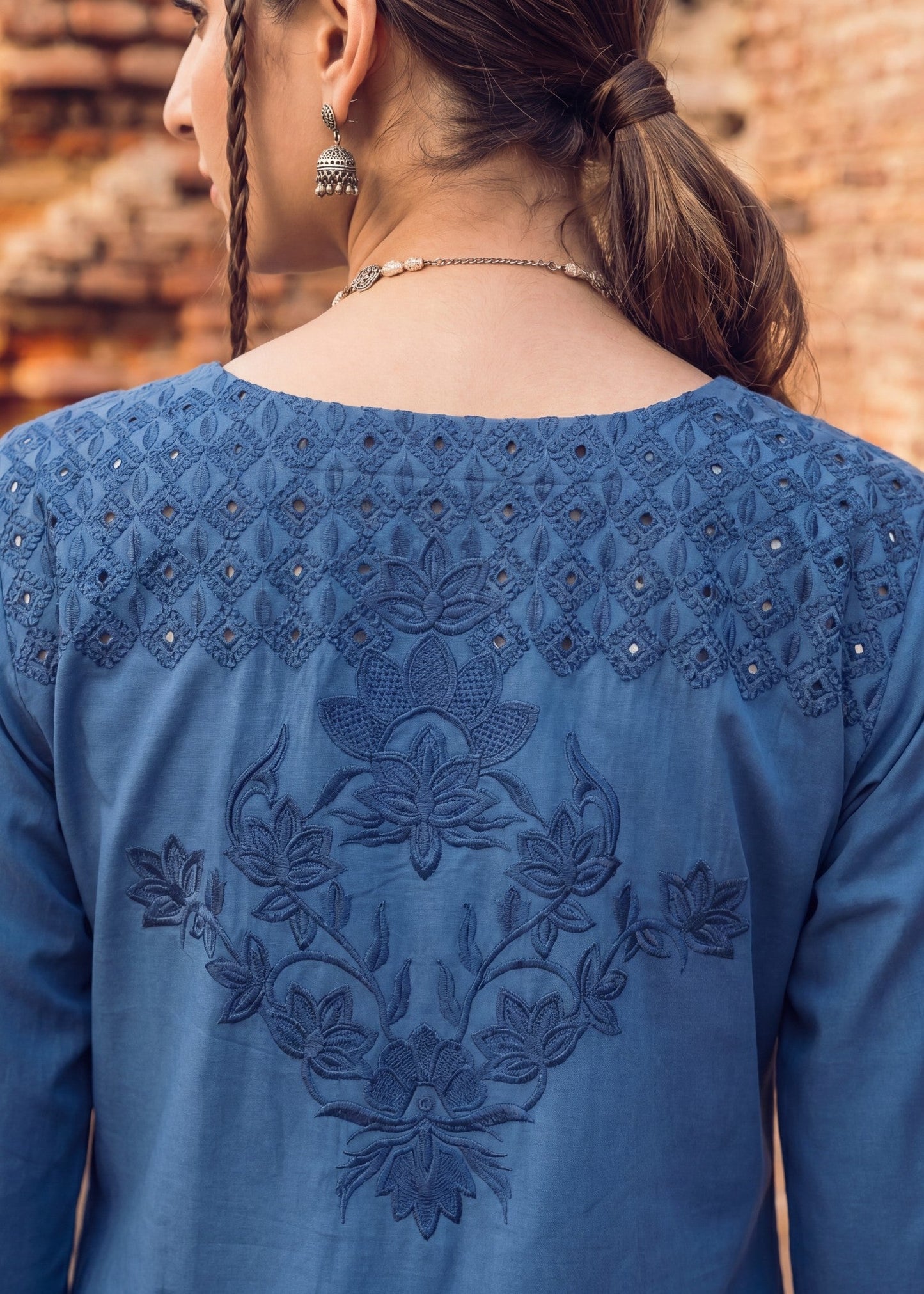 Daily Wear Steel Blue Lawn Kurta with Palazzo Online in Sri Lanka India Australia