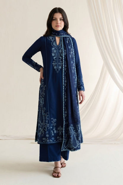 Dark Blue Embroidered Cotton Salwar Suit Online in Dubai UAE Abudhabi Ajman Sharjah