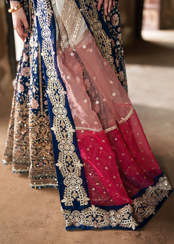 Dark Blue Handwoven Chiffon Wedding Guest Wear Online in Dubai UAE Abudhabi Ajman Sharjah