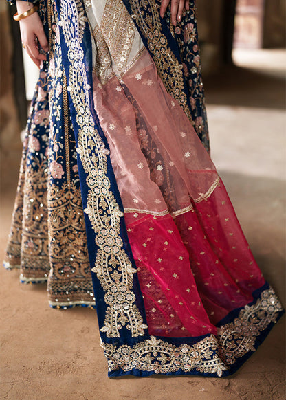 Dark Blue Handwoven Chiffon Wedding Guest Wear Online in Dubai UAE Abudhabi Ajman Sharjah