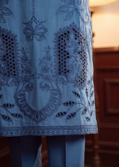 Dark Blue Lawn Embroidered Salwar Kameez Online in Sri Lanka India Australia