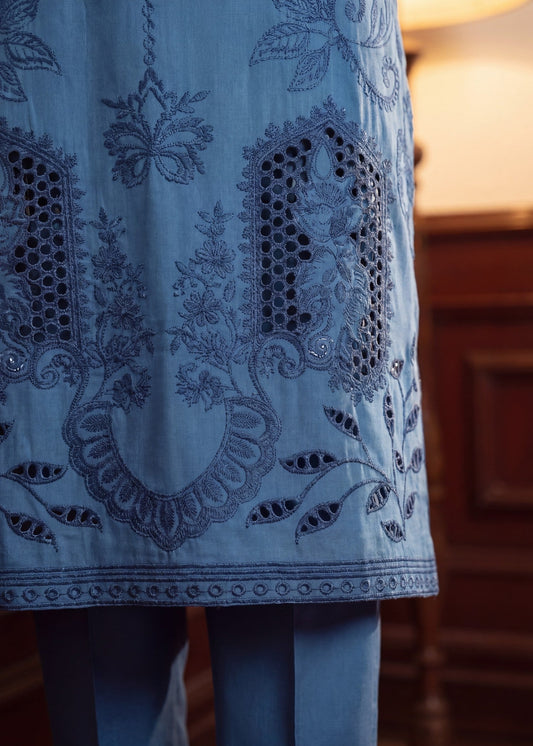 Dark Blue Lawn Embroidered Salwar Kameez Online in Sri Lanka India Australia