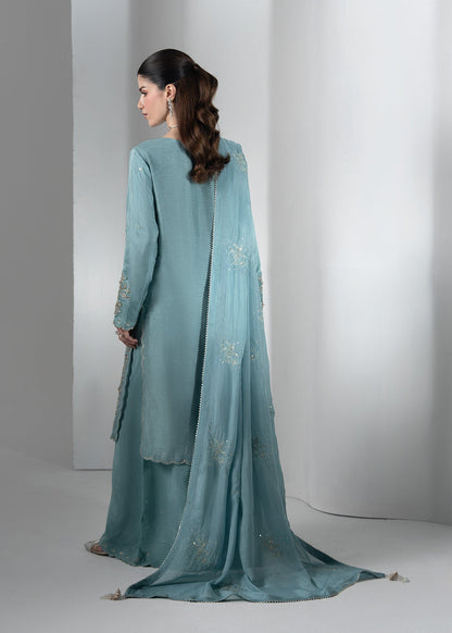 Dark Cyan Embroidered Raw Silk Salwar Suit for Women Online in Dubai UAE Abudhabi Ajman Sharjah