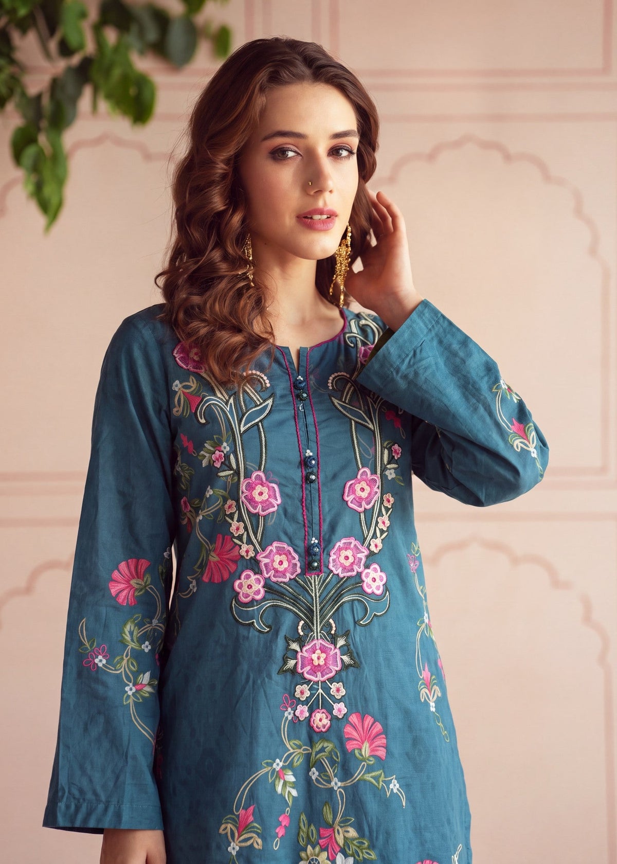 Dark Cyan Lawn Kurti with Dupatta Online in Sri Lanka India Australia
