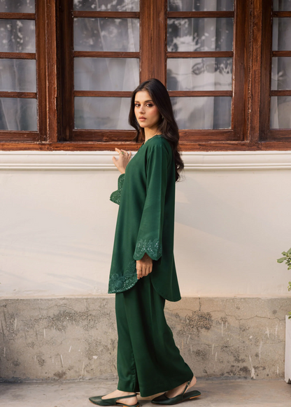 Dark Green Cotton Kurta Set Embroidered Online in Dubai DXB UAE Abudhabi Meena Bazaar