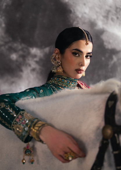 Dark Green Flared Maxi Embroidered Suit Online in Dubai DXB UAE Abudhabi Meena Bazaar