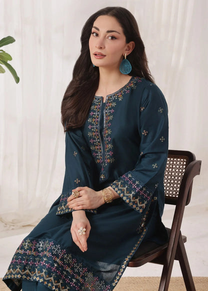 Dark Green Lawn Embroidered Kurta Pajama Online in Sri Lanka India Australia