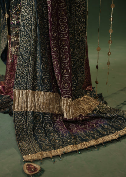 Dark Green Raw Silk Jamawar Sharara Online in Dubai UAE Abudhabi Ajman Sharjah
