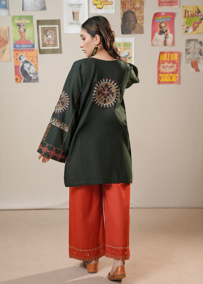 Dark Green Rust Red Khaddar Loose Fit Kurta Set Online in Dubai DXB UAE Abudhabi Meena Bazaar