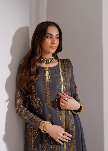 Dark Grey Long Kurta with Straight Trouser Online in Dubai UAE Abudhabi Ajman Sharjah