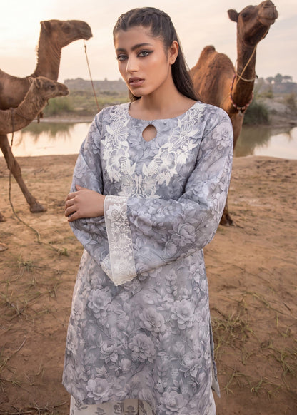 Dark Grey Stitched Kurta Set for Women Online in Dubai UAE Abudhabi Ajman Sharjah