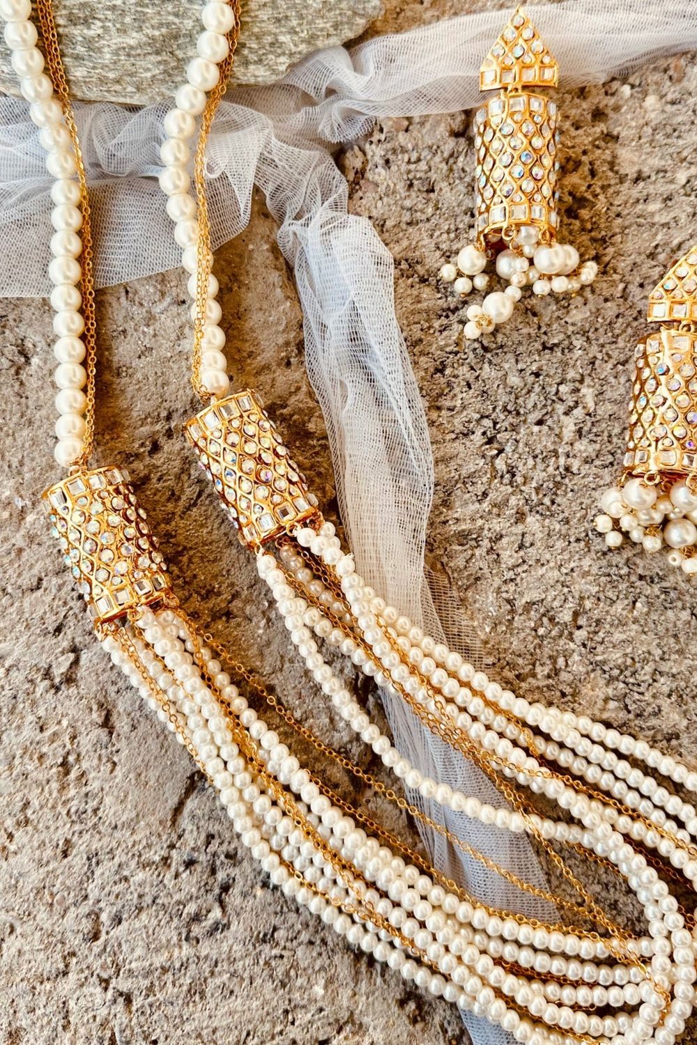 Dark Pearl Gold Plated Mala Set Online in Dubai UAE Abudhabi Ajman Sharjah