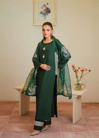 Dark Green Long Kurta Set with Dupatta