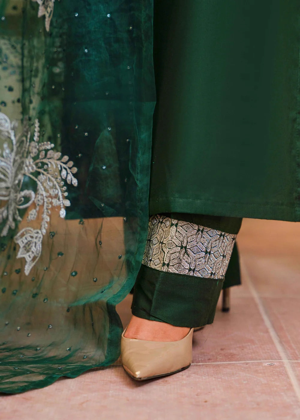 Dark Green Long Kurta Set with Dupatta