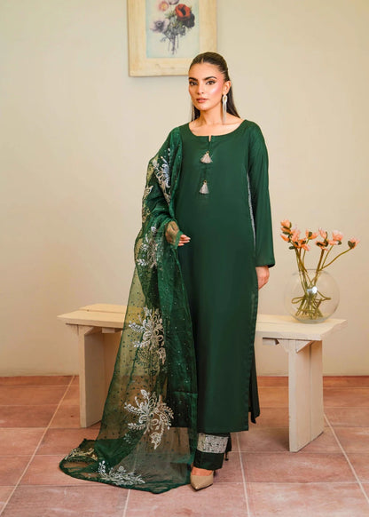 Dark Green Long Kurta Set with Dupatta
