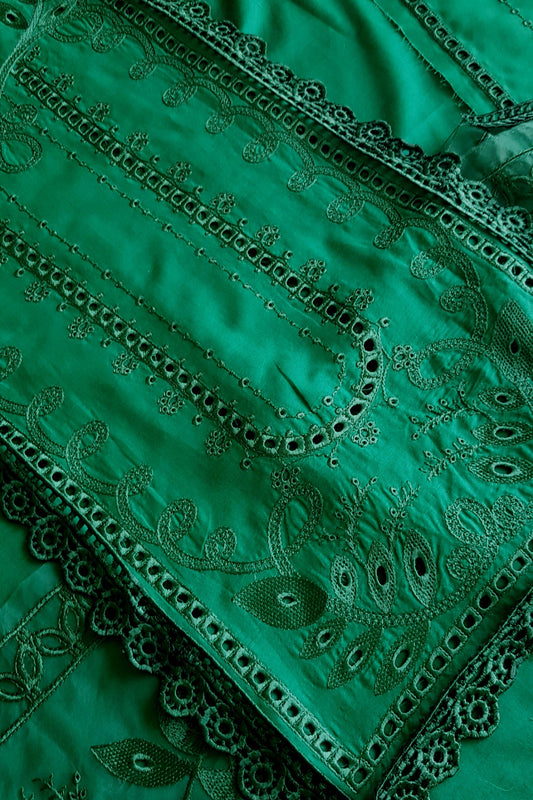 Bottle Green Embroidered Lawn Suit