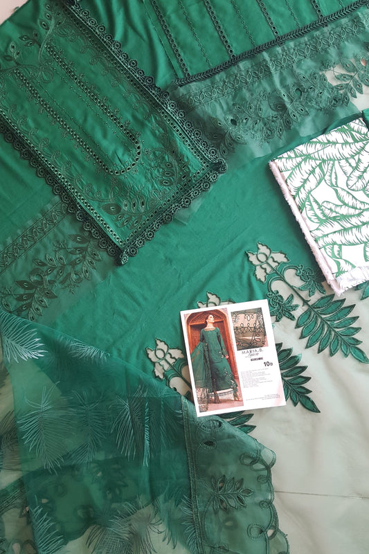 Bottle Green Embroidered Lawn Suit