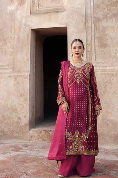 Deep Carmine Hand Embroidered Charmuse Silk Festive Suit Online in Dubai UAE Abudhabi Ajman Sharjah