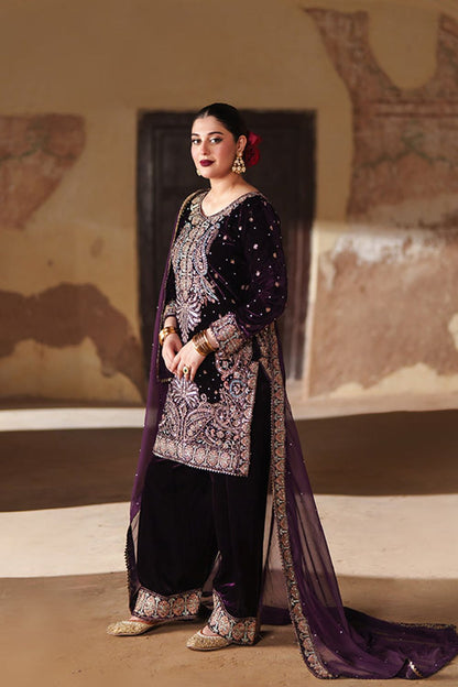 Deep Purple Hand-Embroidered Velvet Wedding Suit Online in Dubai UAE Abudhabi Ajman Sharjah