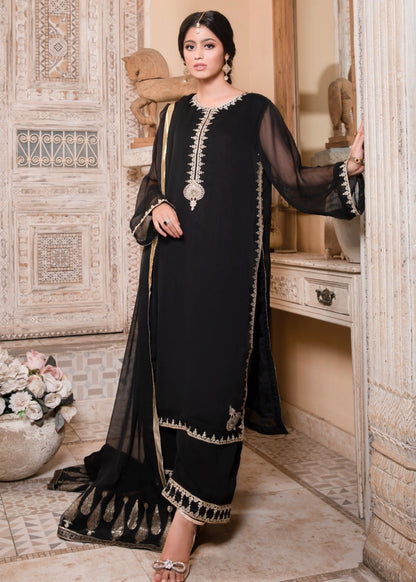 Designer Black Chiffon Embroidered Salwar Suit Online in Dubai UAE Abudhabi Ajman Sharjah