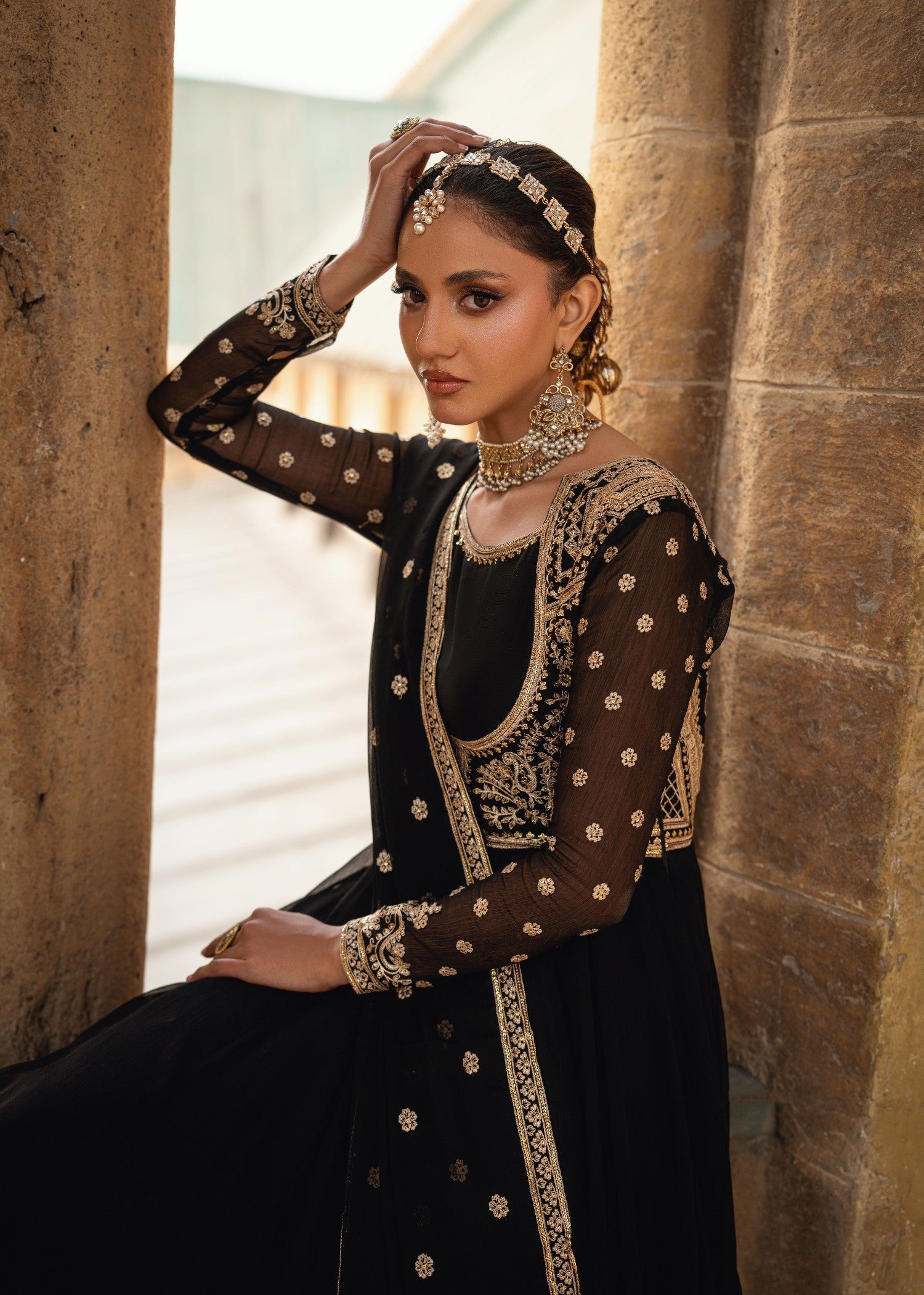 Designer Black Chiffon Festive Suit Online in KSA Riyadh Saudi Arabia Oman Bahrain Qatar