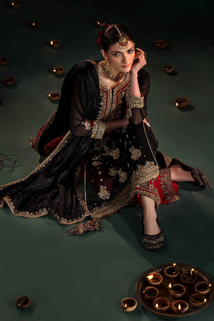 Designer Black Crinkle Chiffon Suit For Women Online in UK USA Canada