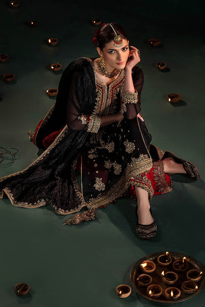 Designer Black Crinkle Chiffon Suit For Women Online in UK USA Canada