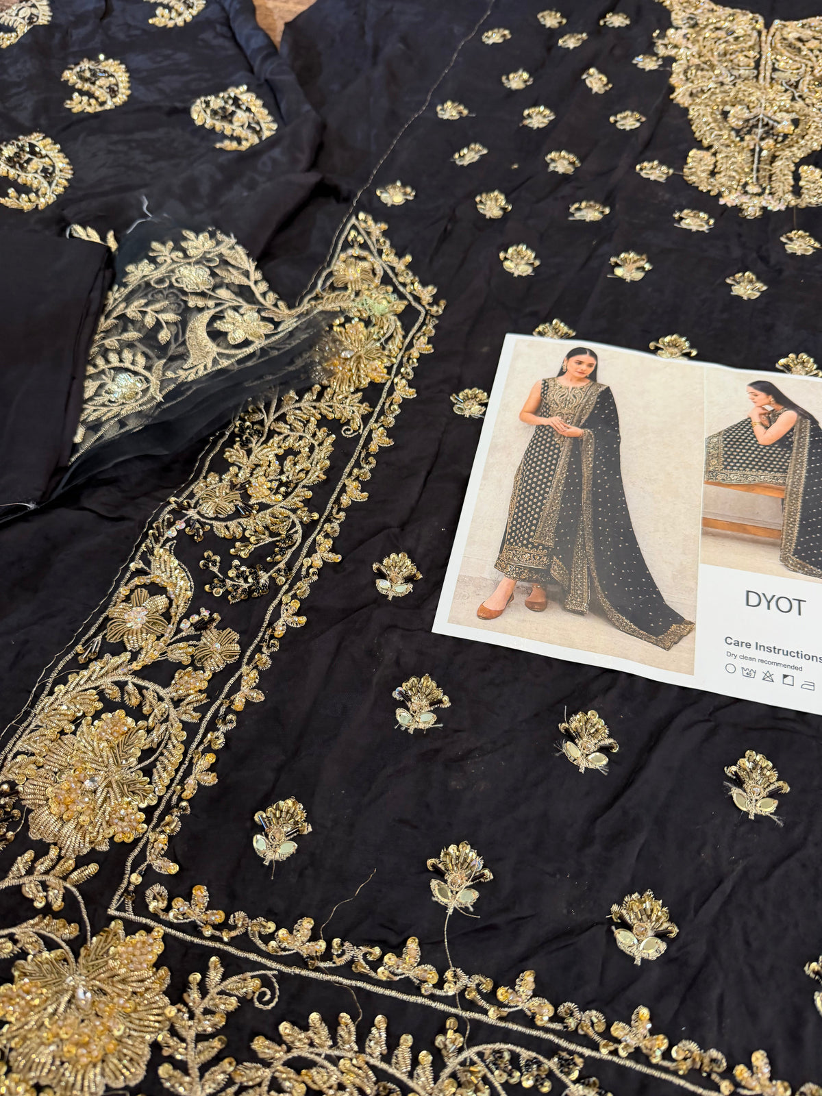 Designer Black Embroidered Chiffon Pakistani Suit Online in Dubai UAE Abudhabi Ajman Sharjah