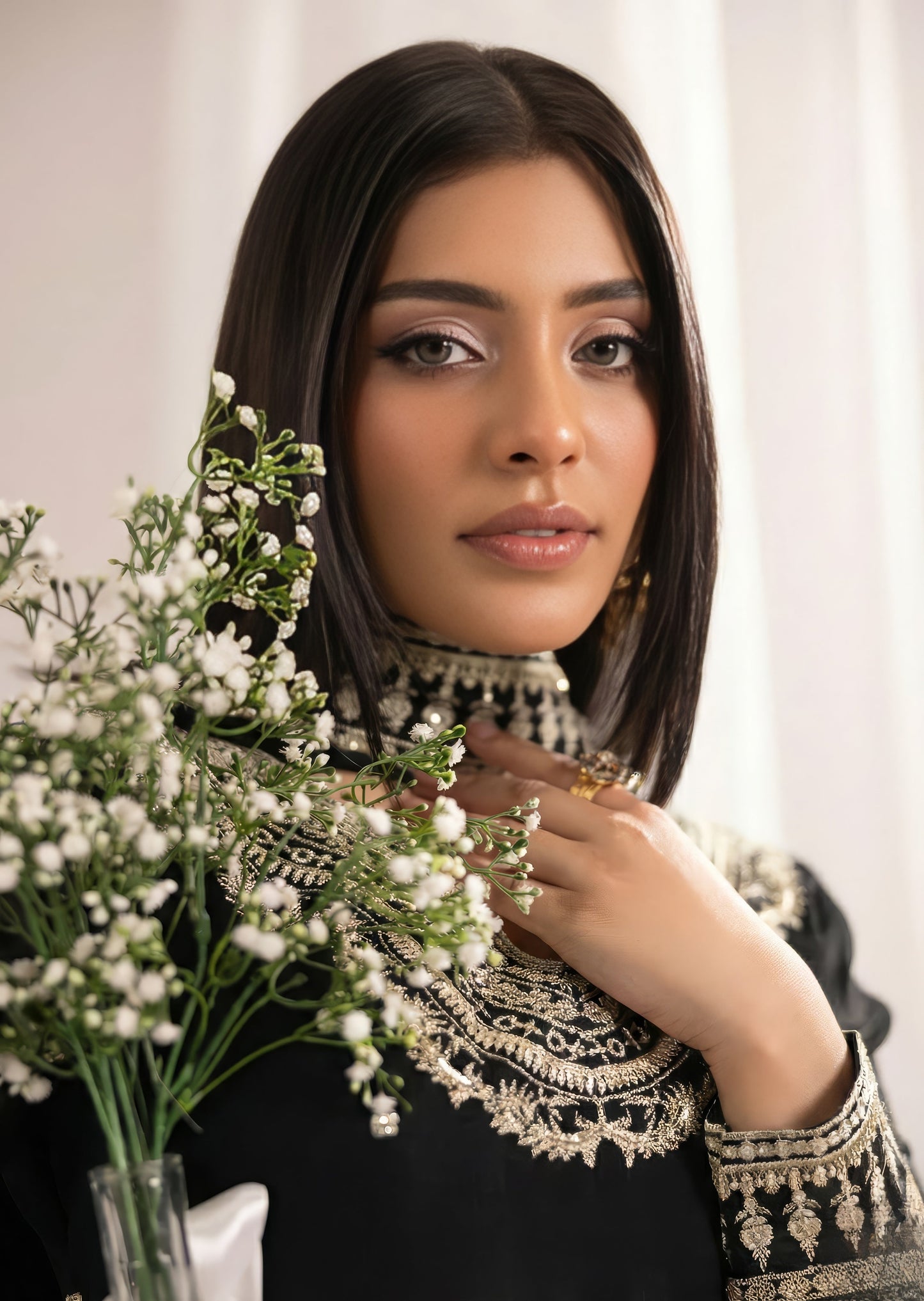 Designer Black Embroidered Chiffon Partywear Kurta Online in Dubai UAE Abudhabi Ajman Sharjah
