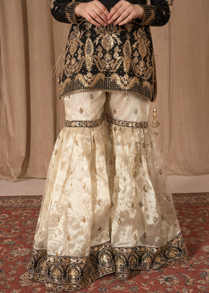 Designer Black Embroidered Gharara for Women Online in KSA Riyadh Saudi Arabia Oman Bahrain Qatar