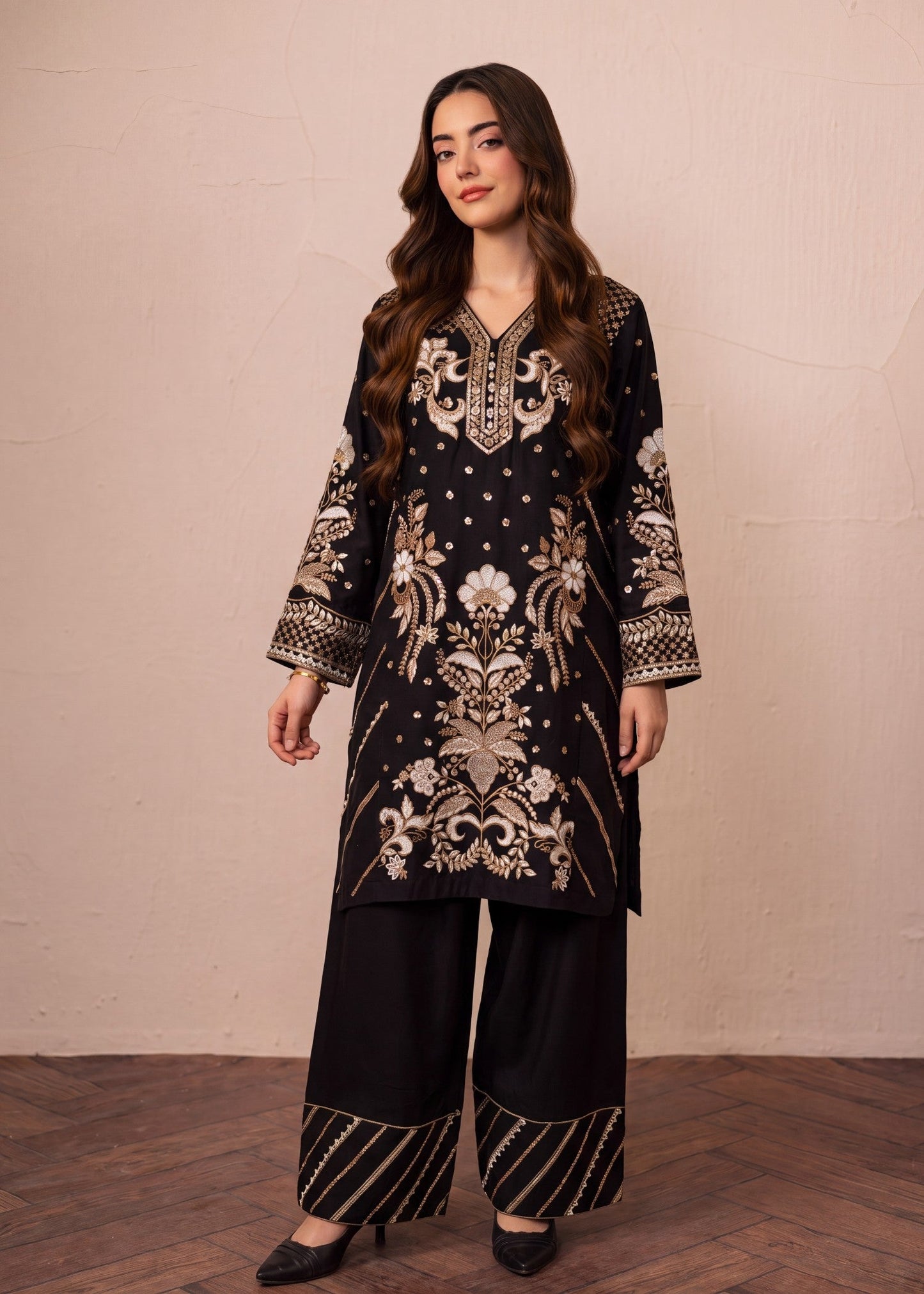 Designer Black Embroidered Lawn Salwar Suit Online in KSA Riyadh Saudi Arabia Oman Bahrain Qatar