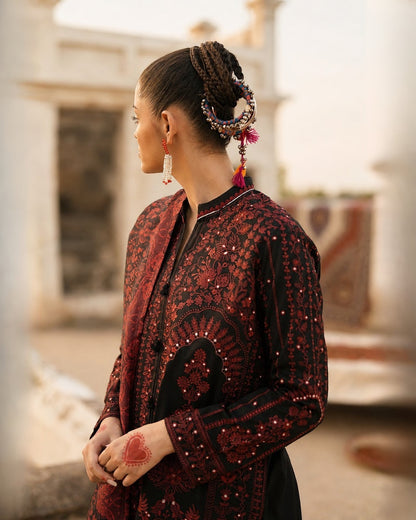 Designer Black Embroidered Lawn Suit for Women Online in UK USA Canada