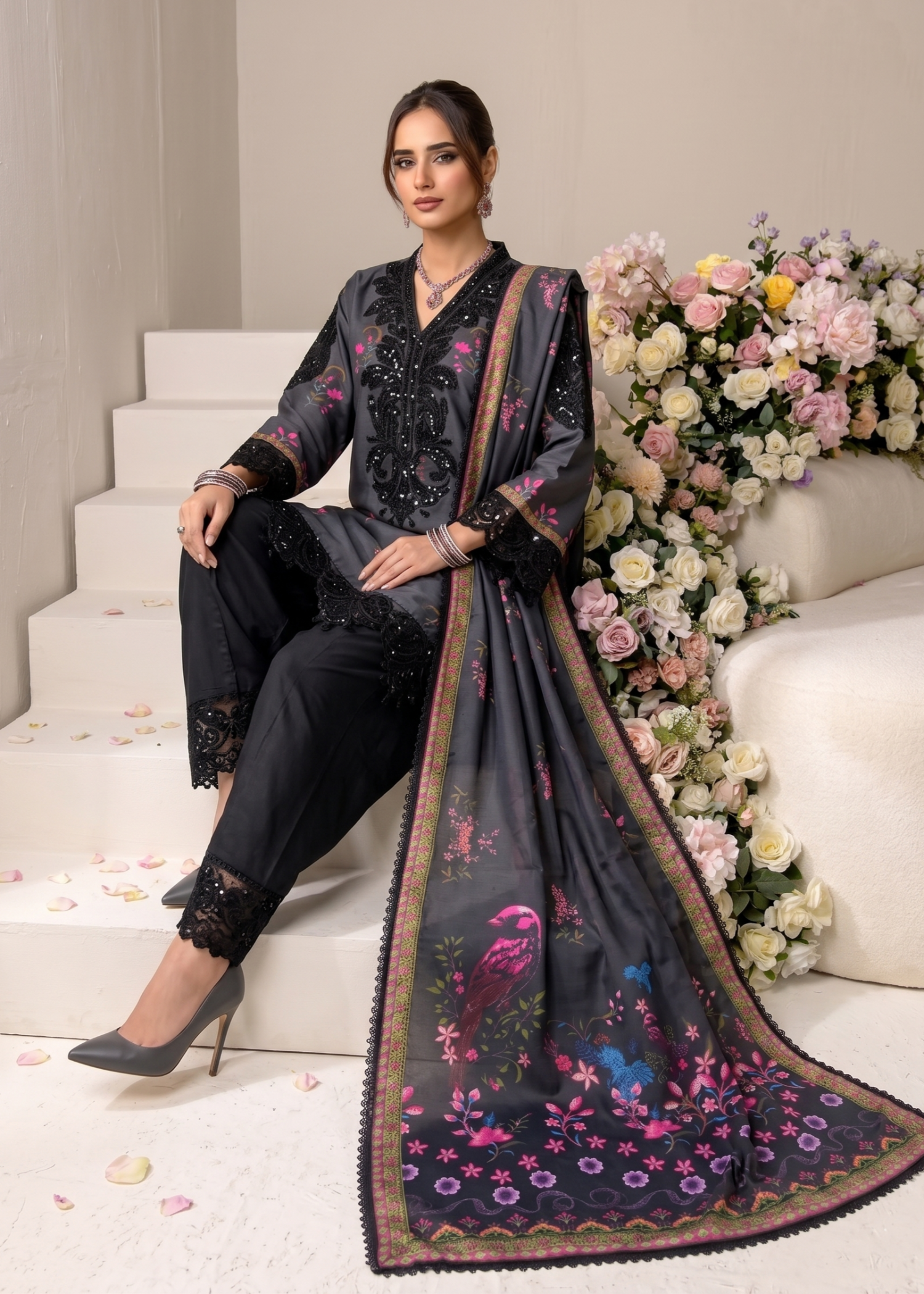 Designer Black Raw Silk Straight Kurta Party Wear Online in KSA Riyadh Saudi Arabia Oman Bahrain Qatar