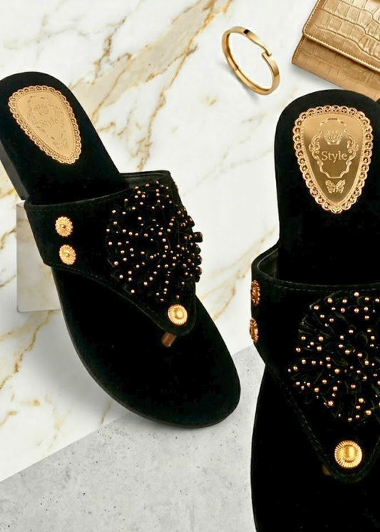 Designer Black Velvet Wedding Flats Online in UK USA Canada