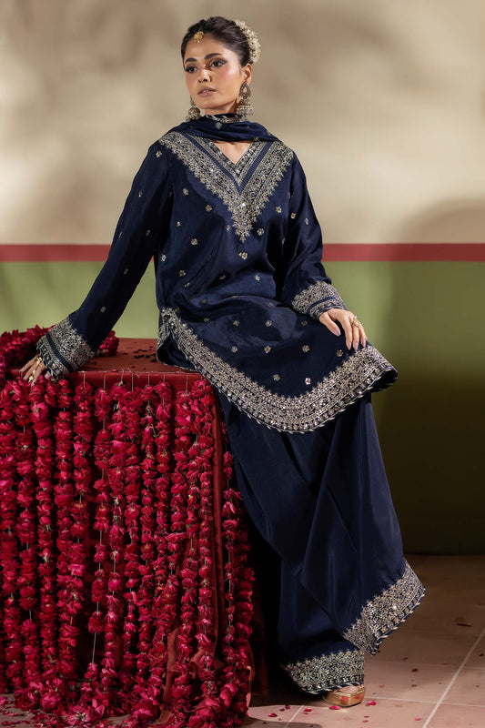 Designer Blue Farshi Shalwar Silk Suit Online in Sri Lanka India Australia