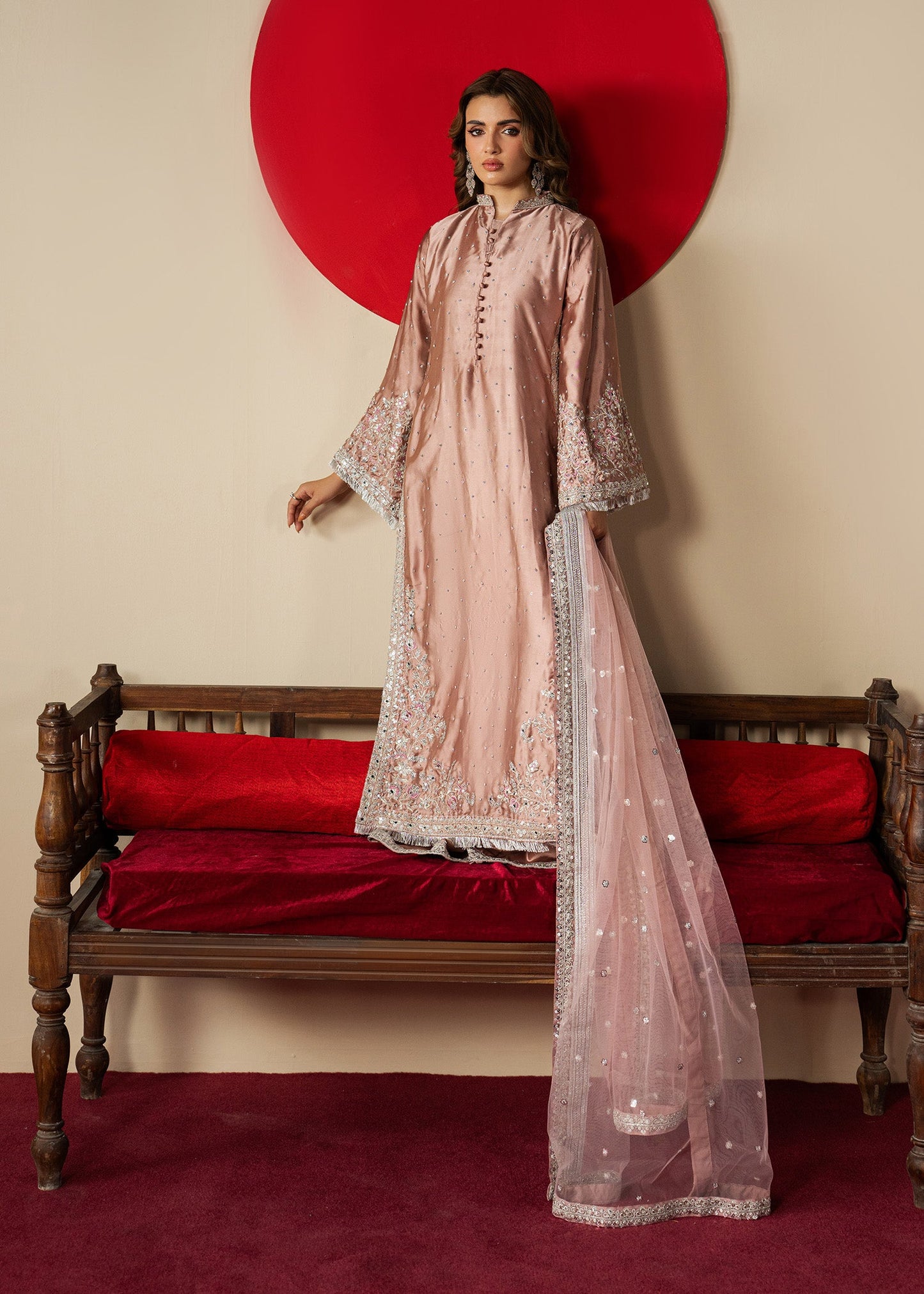 Designer Blush Pink Net Salwar Suit Online in KSA Riyadh Saudi Arabia Oman Bahrain Qatar