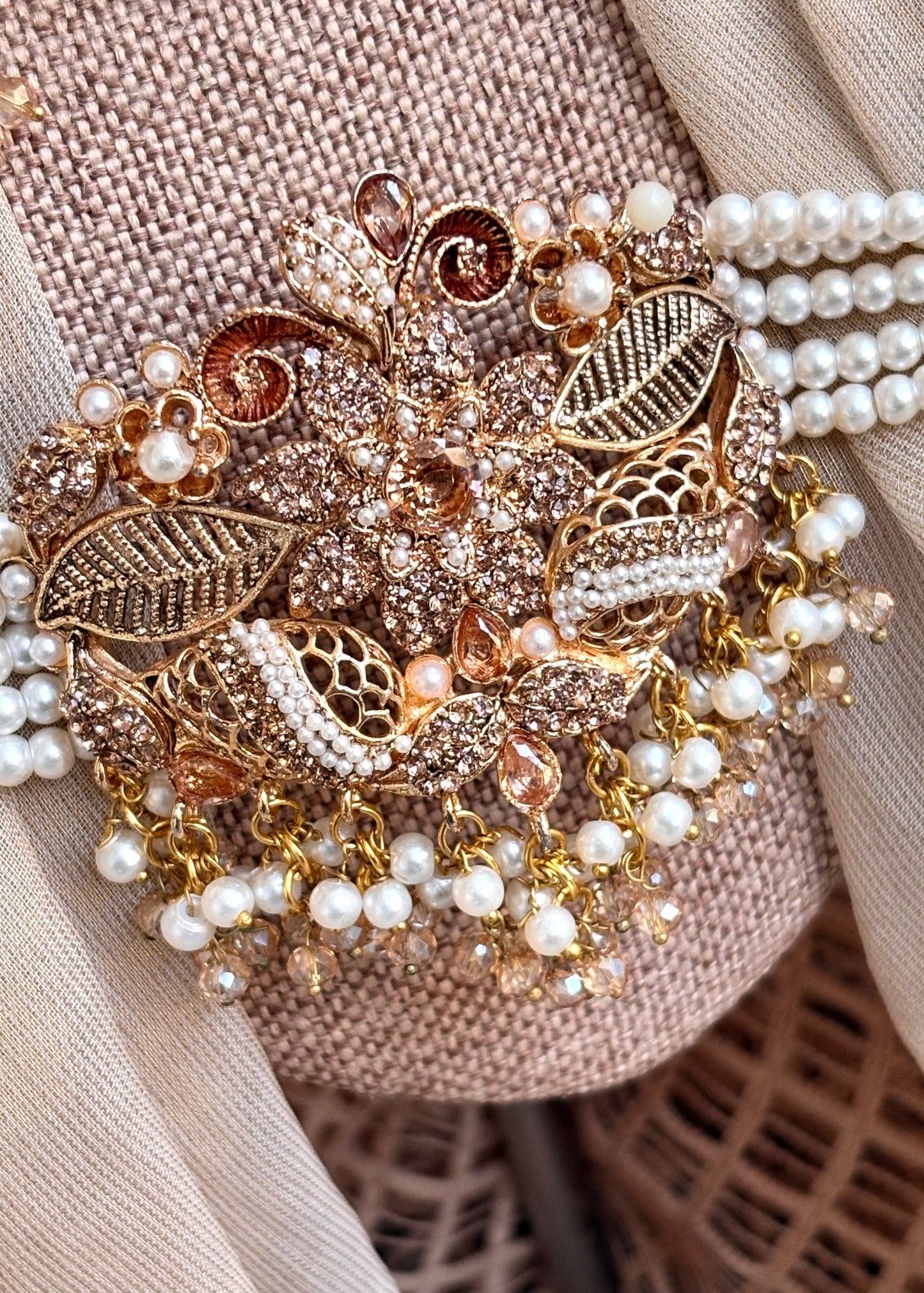 Designer Champagne Jewellery Set Online in KSA Riyadh Saudi Arabia Oman Bahrain Qatar