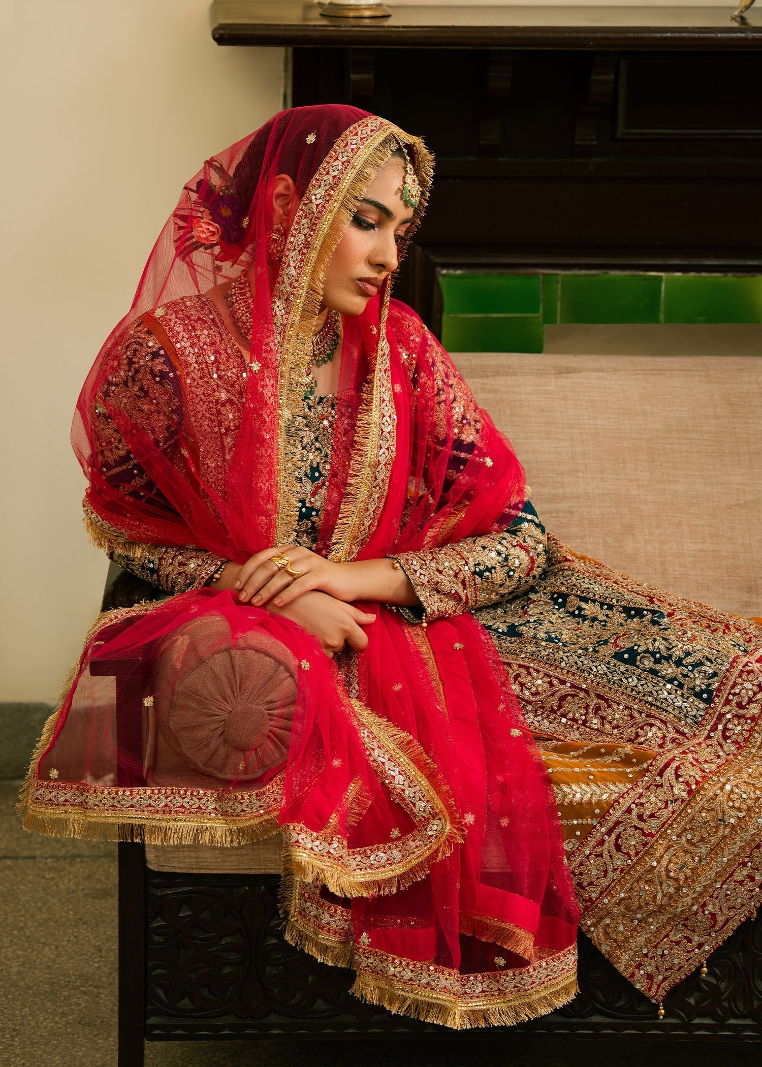 Designer Embellished Chiffon Gharara Dress Online in KSA Riyadh Saudi Arabia Oman Bahrain Qatar