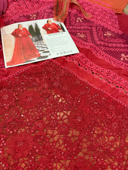 Designer Embroidered Lawn Suit Unstitched Online in Sri Lanka India Australia