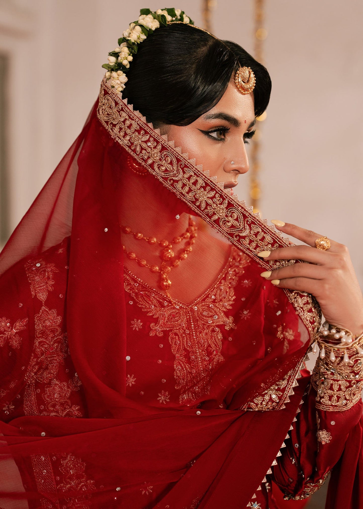 Designer Fire Red Shamooz Salwar Suit Online in KSA Riyadh Saudi Arabia Oman Bahrain Qatar