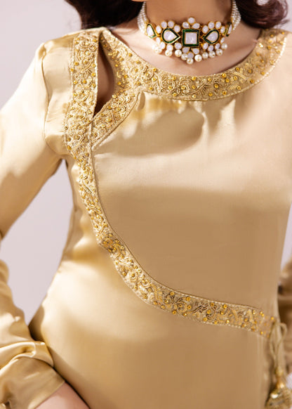 Designer Gold Embroidered Silk Kurta Set Online in Sri Lanka India Australia