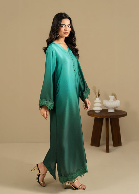 Designer Green Silk Kaftan Online in Sri Lanka India Australia