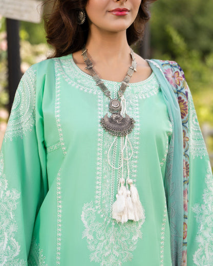 Designer Green Thread Work Chiffon Suit Online in UK USA Canada