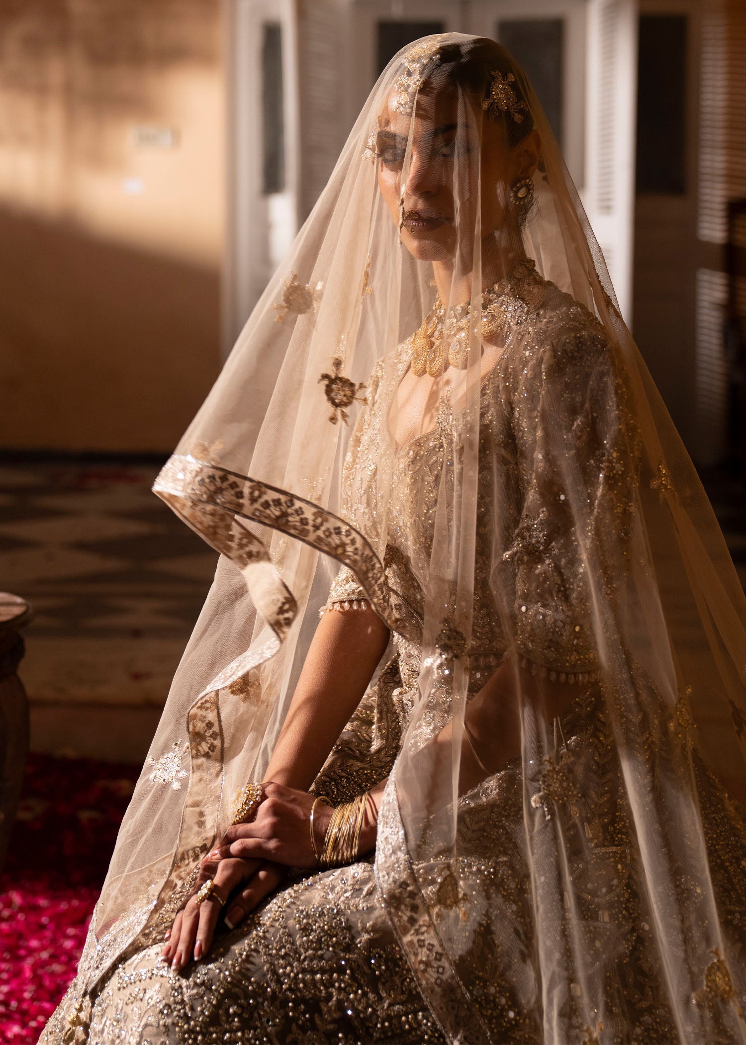 Designer Grey Net Pakistani Suit Online in KSA Riyadh Saudi Arabia Oman Bahrain Qatar
