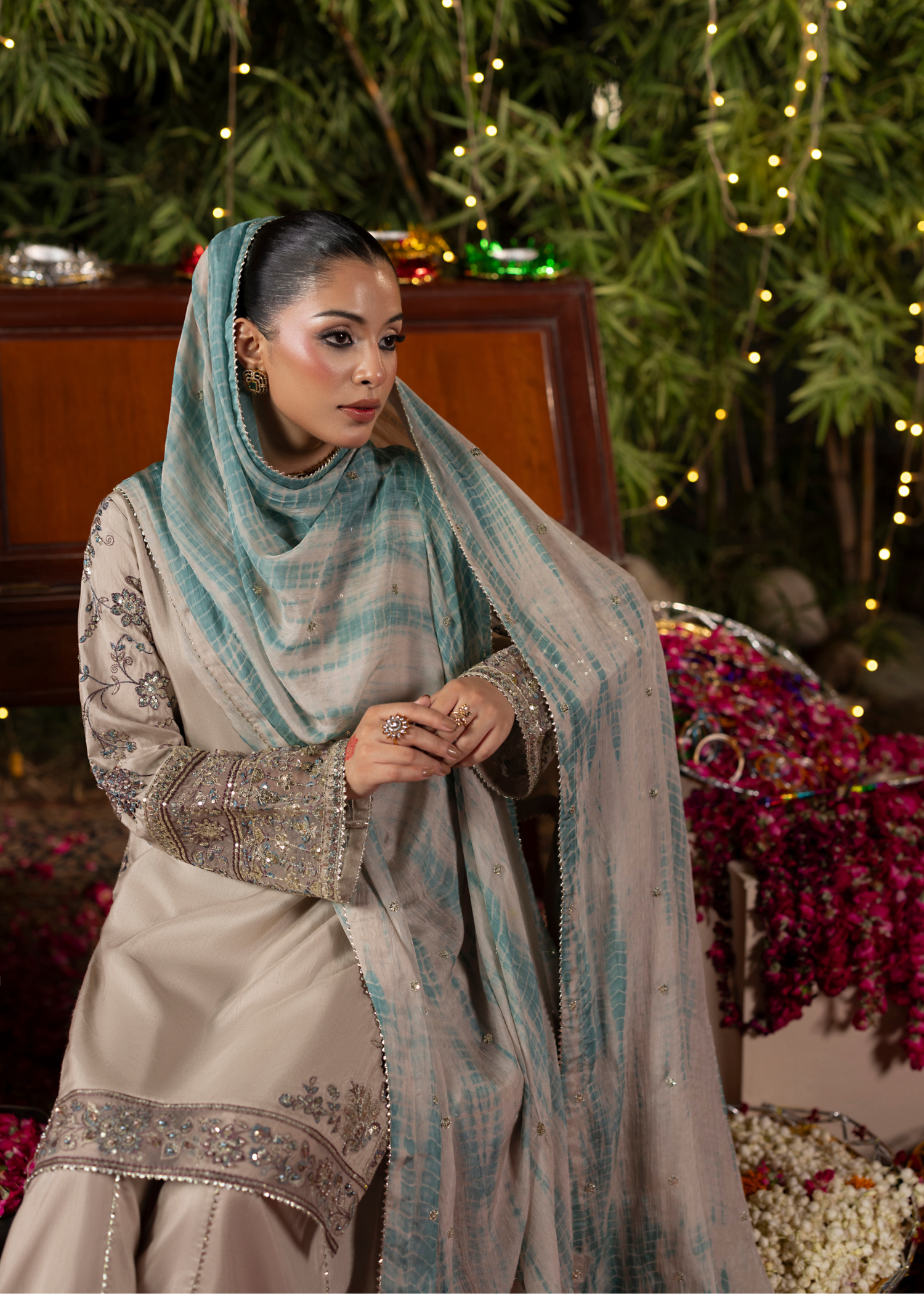 Designer Grey Raw Silk Suit for Women Online in KSA Riyadh Saudi Arabia Oman Bahrain Qatar