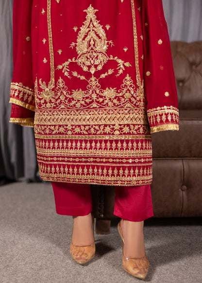 Designer Hot Pink Red Chiffon Kurta with Trouser Online in KSA Riyadh Saudi Arabia Oman Bahrain Qatar